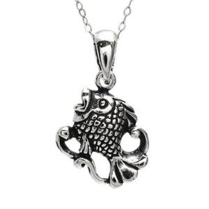 STERLING SILVER PRETTY & ORNATE TROPICAL FISH CHARM PENDANT NECKLACE OPTIONS
